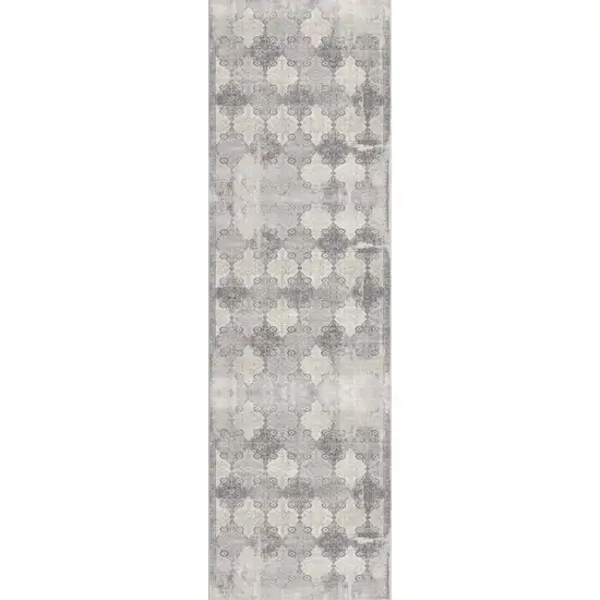Gray And Beige Moroccan Runner Rug Photo 2