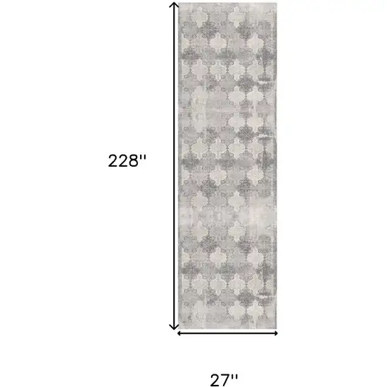 Gray And Beige Moroccan Runner Rug Photo 9