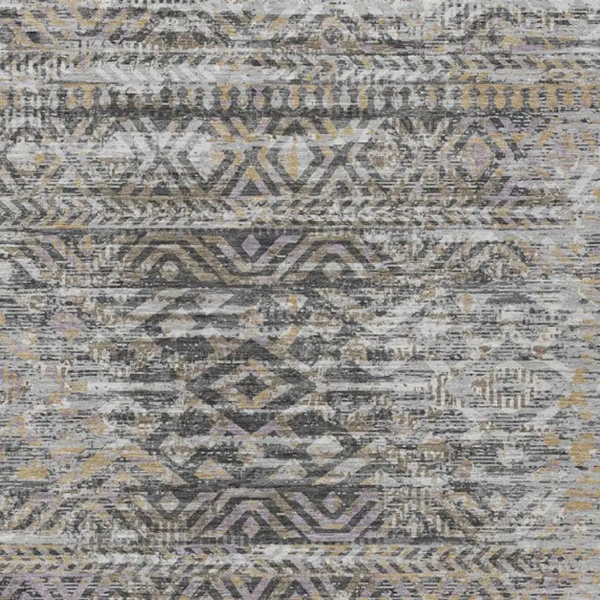 Gray And Beige Moroccan Washable Indoor Outdoor Area Rug Photo 4