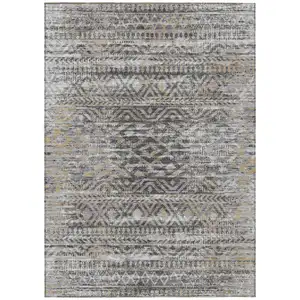 Photo of Gray And Beige Moroccan Washable Indoor Outdoor Area Rug