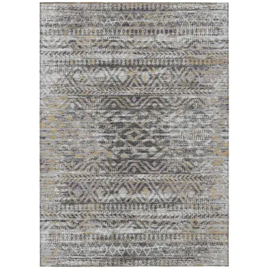 Gray And Beige Moroccan Washable Indoor Outdoor Area Rug Photo 1