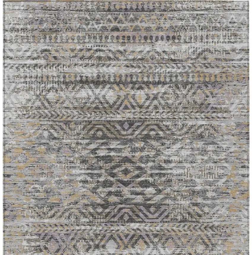 Gray And Beige Moroccan Washable Indoor Outdoor Area Rug Photo 9