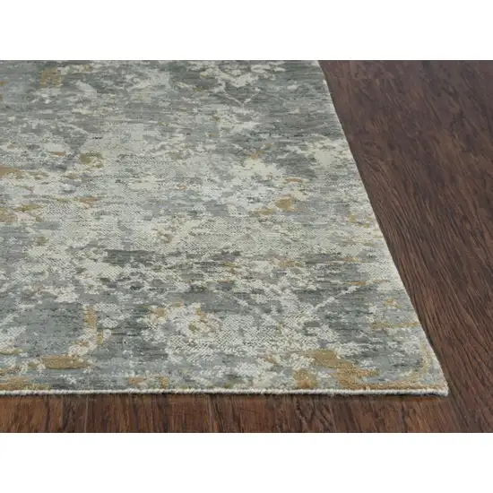 Gray And Beige New Zealand Lambs Wool Floral Hand Carved Handmade Area Rug Photo 3