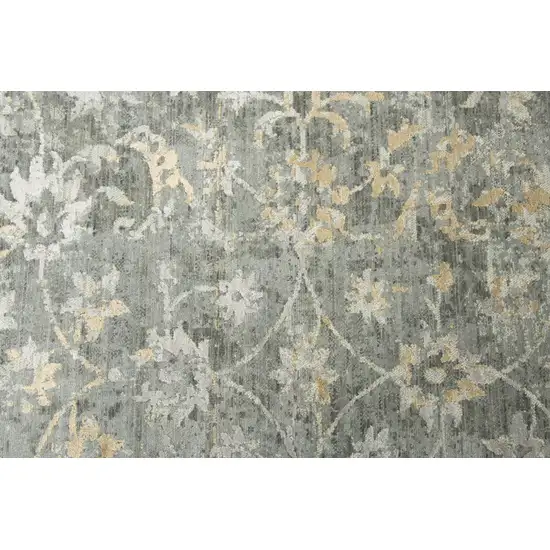 Gray And Beige New Zealand Lambs Wool Floral Hand Carved Handmade Area Rug Photo 5