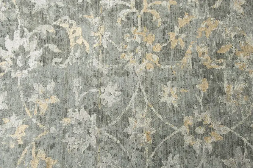 Gray And Beige New Zealand Lambs Wool Floral Hand Carved Handmade Area Rug Photo 5