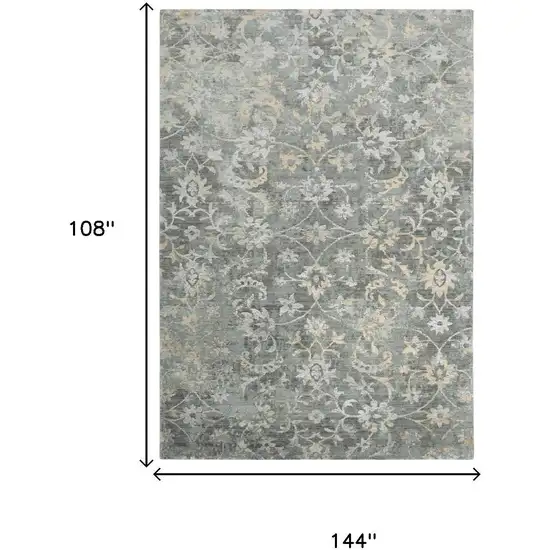 Gray And Beige New Zealand Lambs Wool Floral Hand Carved Handmade Area Rug Photo 8