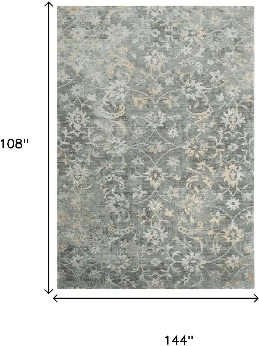 Gray And Beige New Zealand Lambs Wool Floral Hand Carved Handmade Area Rug Photo 8