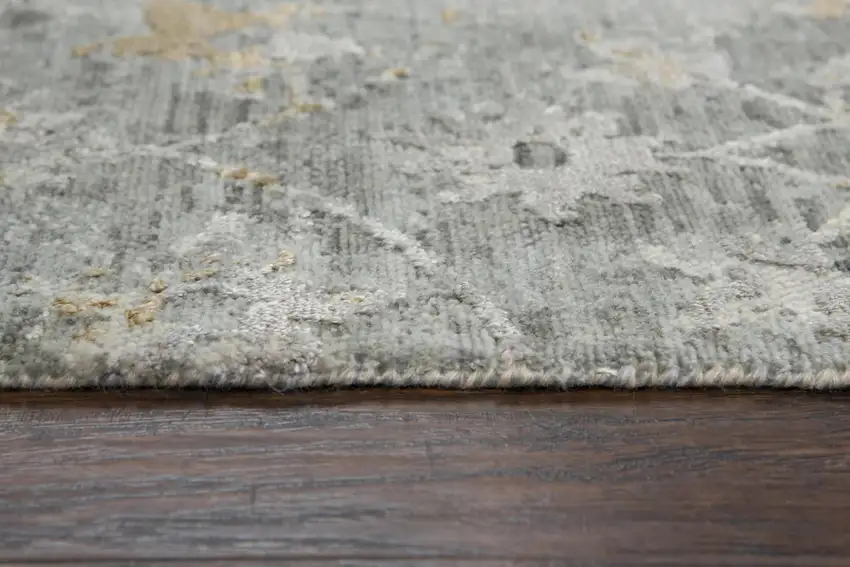 Gray And Beige New Zealand Lambs Wool Floral Hand Carved Handmade Area Rug Photo 6