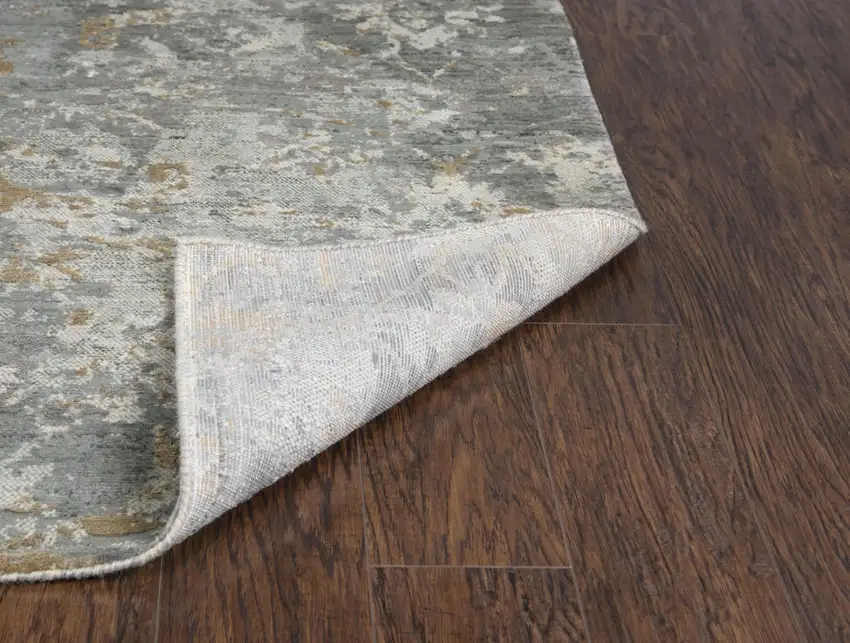 Gray And Beige New Zealand Lambs Wool Floral Hand Carved Handmade Area Rug Photo 7