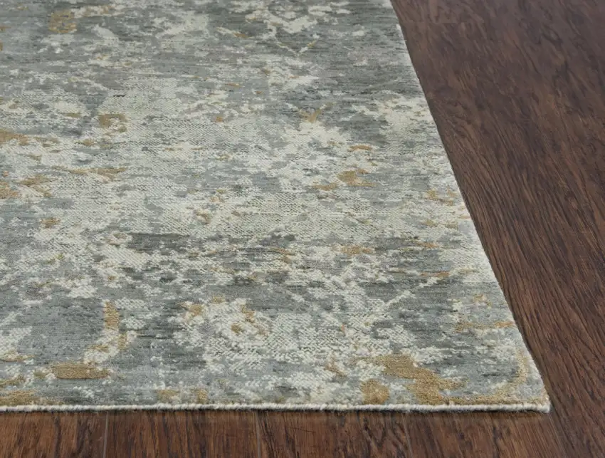 Gray And Beige New Zealand Lambs Wool Floral Hand Carved Handmade Area Rug Photo 3