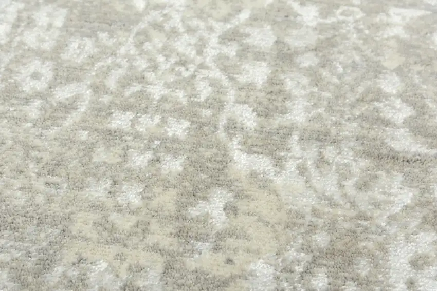 Gray And Beige New Zealand Lambs Wool Oriental Hand Carved Handmade Area Rug Photo 5