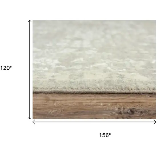 Gray And Beige New Zealand Lambs Wool Oriental Hand Carved Handmade Area Rug Photo 7