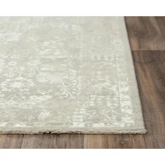 Gray And Beige New Zealand Lambs Wool Oriental Hand Carved Handmade Area Rug Photo 4