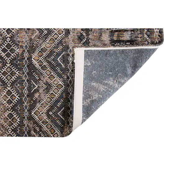 Gray And Beige Oriental Kilim Washable Area Rug Photo 9