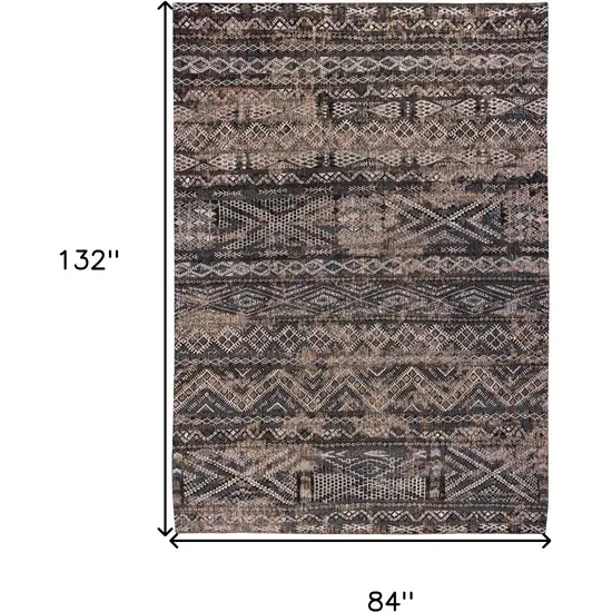 Gray And Beige Oriental Kilim Washable Area Rug Photo 5