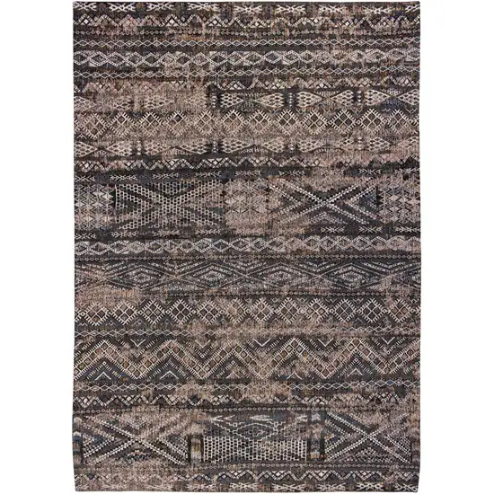 Gray And Beige Oriental Kilim Washable Area Rug Photo 6