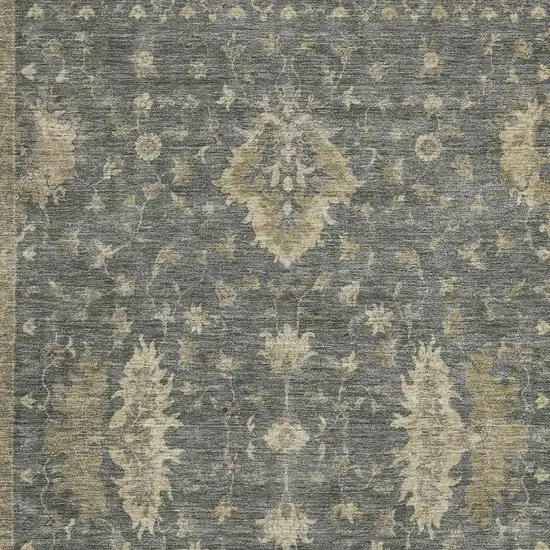 Gray And Beige Oriental Washable Area Rug With UV Protection Photo 2