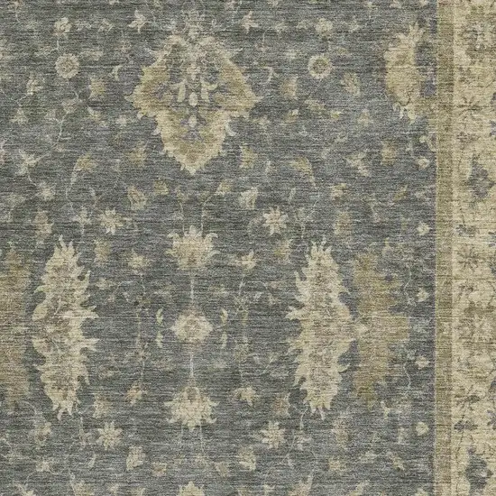 Gray And Beige Oriental Washable Area Rug With UV Protection Photo 2
