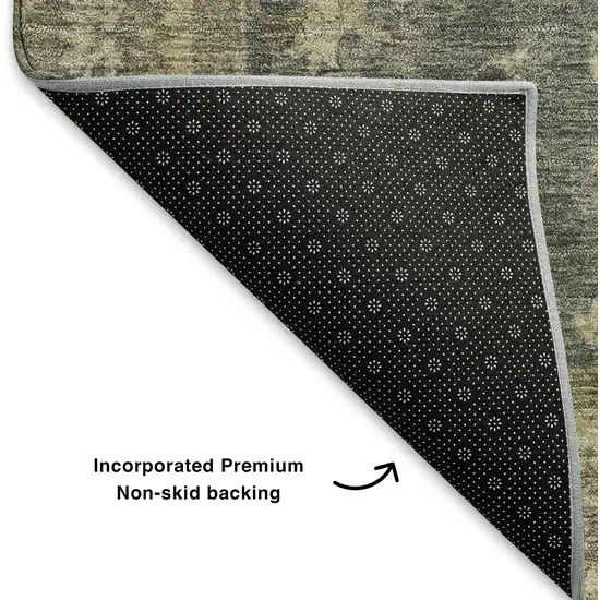 Gray And Beige Oriental Washable Area Rug With UV Protection Photo 6