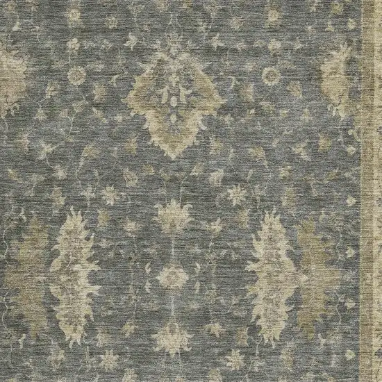 Gray And Beige Oriental Washable Area Rug With UV Protection Photo 3