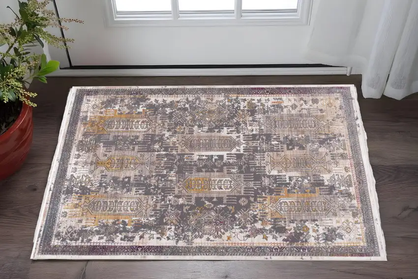 Gray And Beige Southwestern Area Rug Photo 2