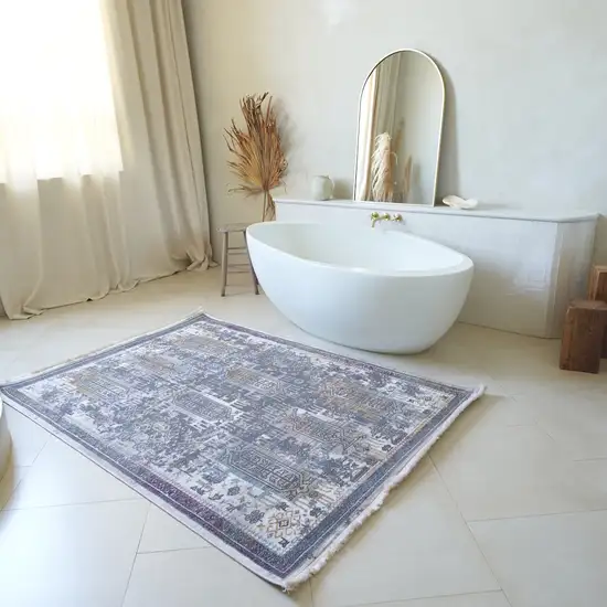 Gray And Beige Southwestern Area Rug Photo 7