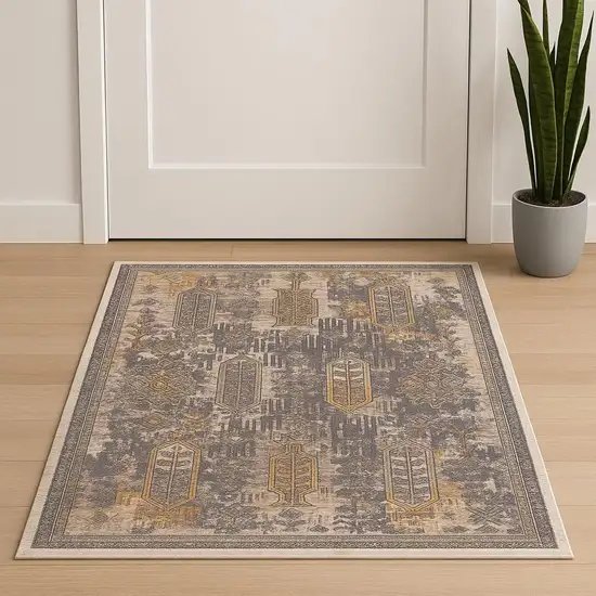 Gray And Beige Southwestern Area Rug Photo 2