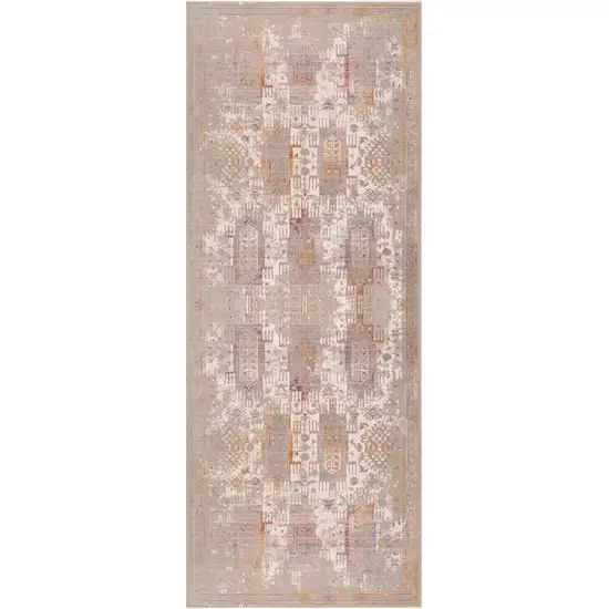 Gray And Beige Southwestern Runner Rug Photo 2