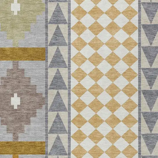 Gray And Beige Southwestern Washable Indoor Outdoor Area Rug Photo 3