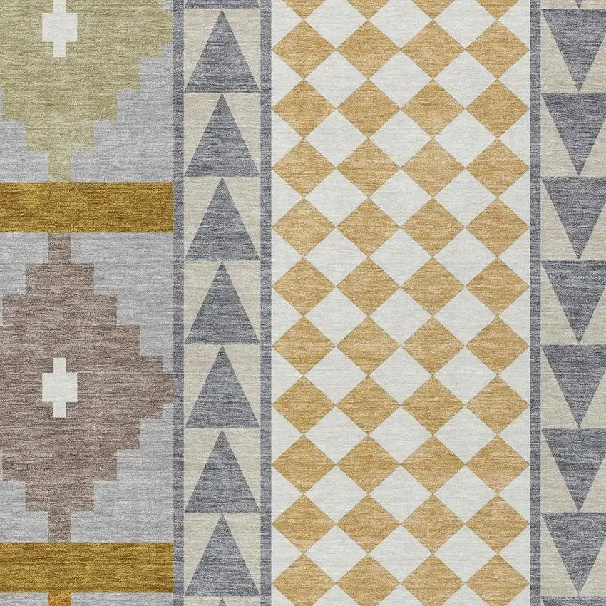 Gray And Beige Southwestern Washable Indoor Outdoor Area Rug Photo 3