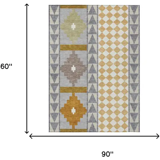 Gray And Beige Southwestern Washable Indoor Outdoor Area Rug Photo 7