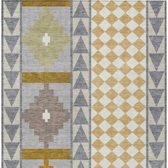 Gray And Beige Southwestern Washable Indoor Outdoor Area Rug Photo 4