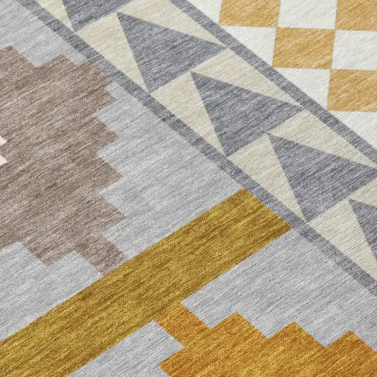 Gray And Beige Southwestern Washable Indoor Outdoor Area Rug Photo 6