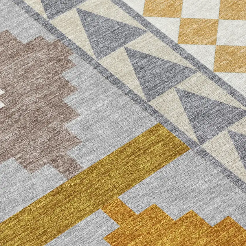 Gray And Beige Southwestern Washable Indoor Outdoor Area Rug Photo 6