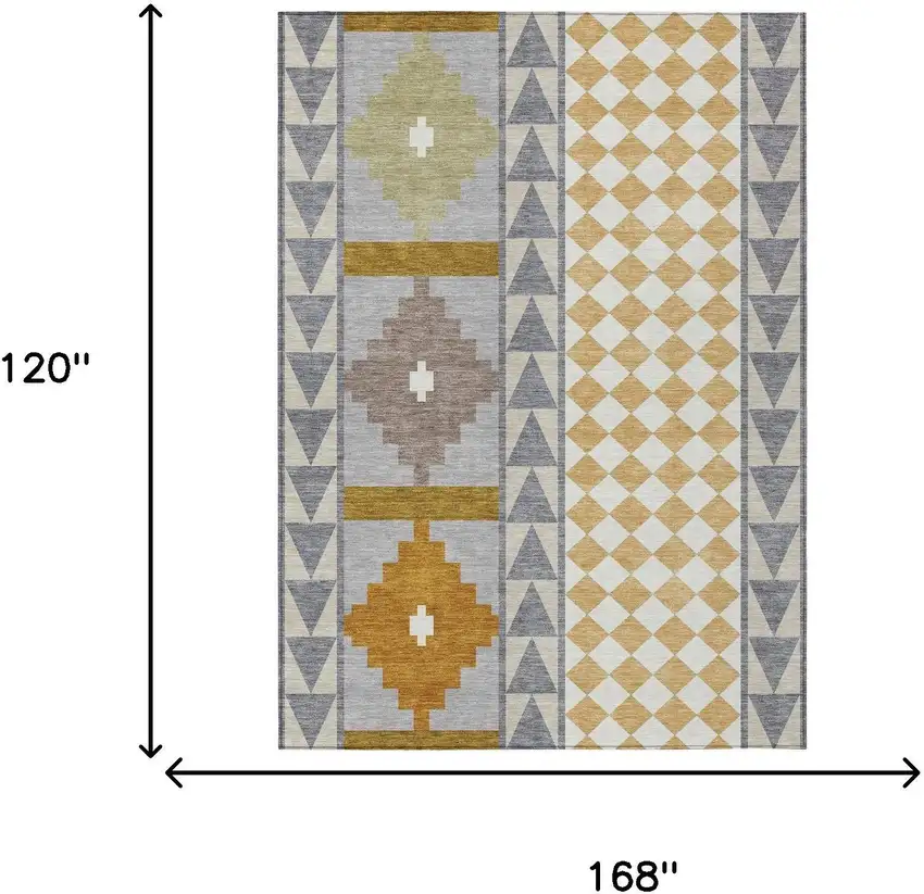 Gray And Beige Southwestern Washable Indoor Outdoor Area Rug Photo 7
