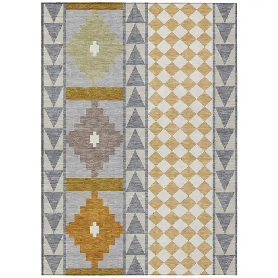 Gray And Beige Southwestern Washable Indoor Outdoor Area Rug Photo 2