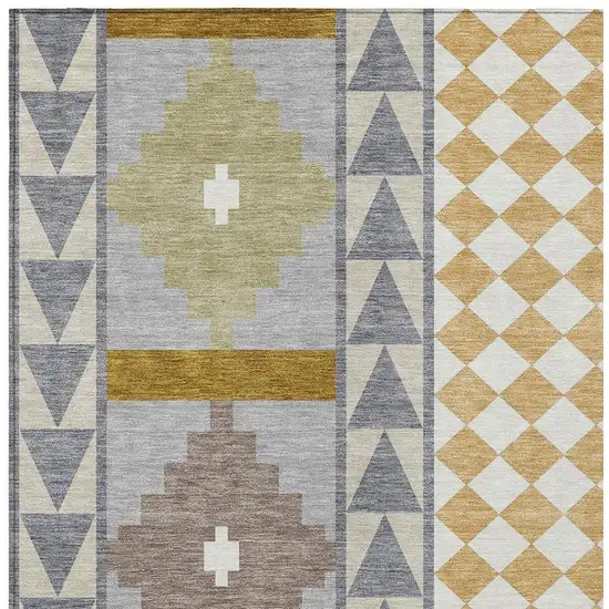 Gray And Beige Southwestern Washable Indoor Outdoor Area Rug Photo 3