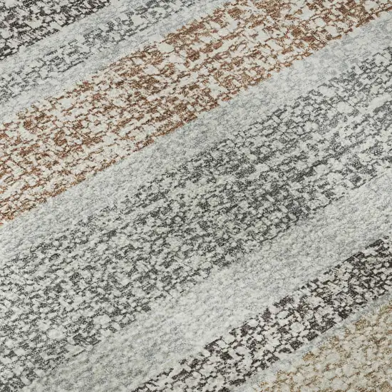 Gray And Beige Striped Washable Area Rug With UV Protection Photo 8