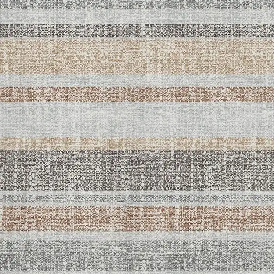 Gray And Beige Striped Washable Area Rug With UV Protection Photo 3