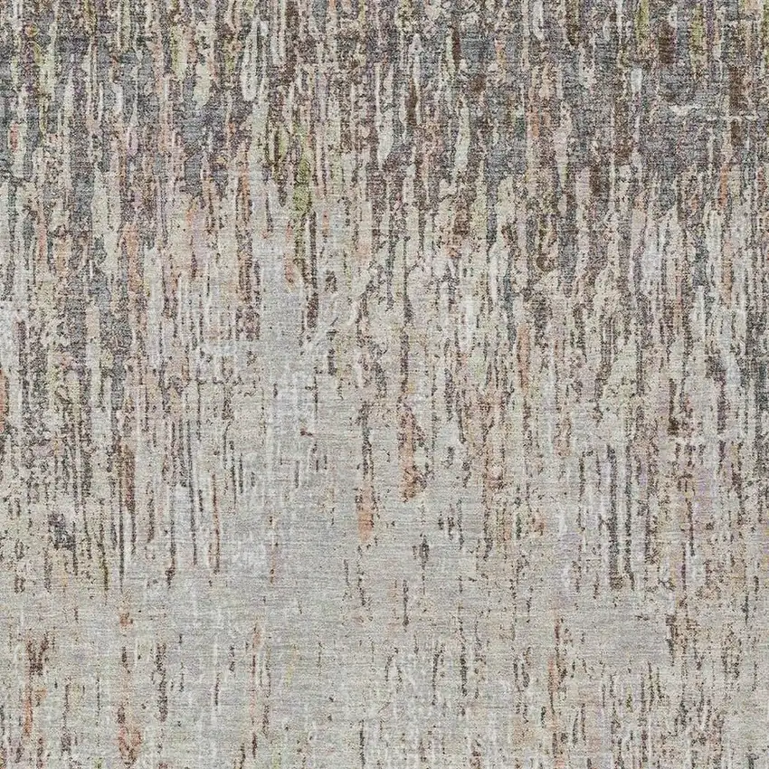 Gray And Beige Striped Washable Indoor Outdoor Area Rug Photo 2