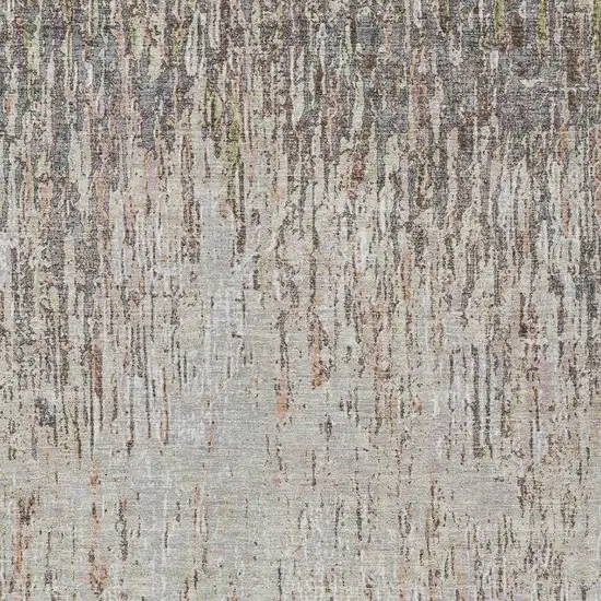 Gray And Beige Striped Washable Indoor Outdoor Area Rug Photo 2