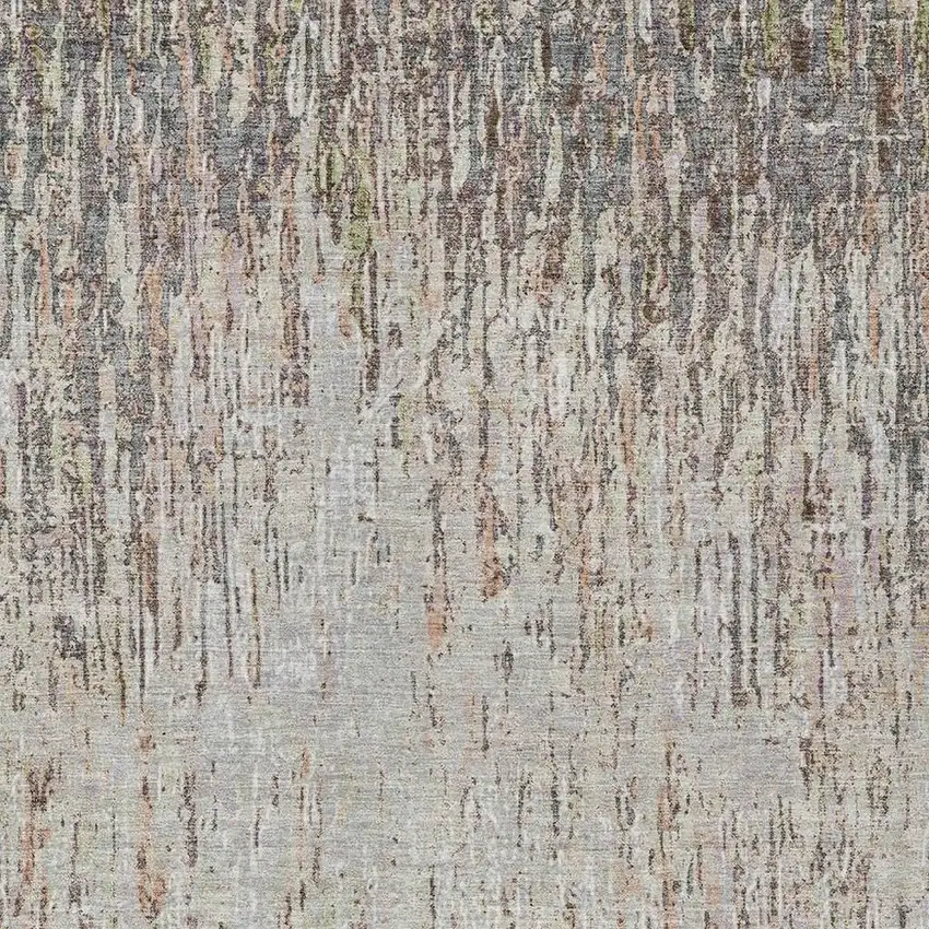 Gray And Beige Striped Washable Indoor Outdoor Area Rug Photo 2