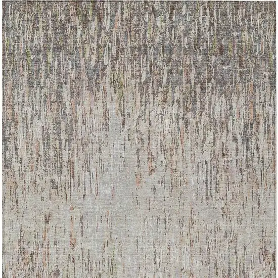 Gray And Beige Striped Washable Indoor Outdoor Area Rug Photo 3