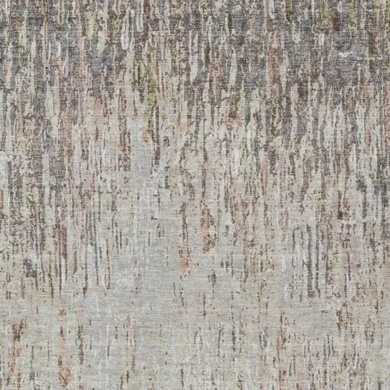 Gray And Beige Striped Washable Indoor Outdoor Area Rug Photo 2