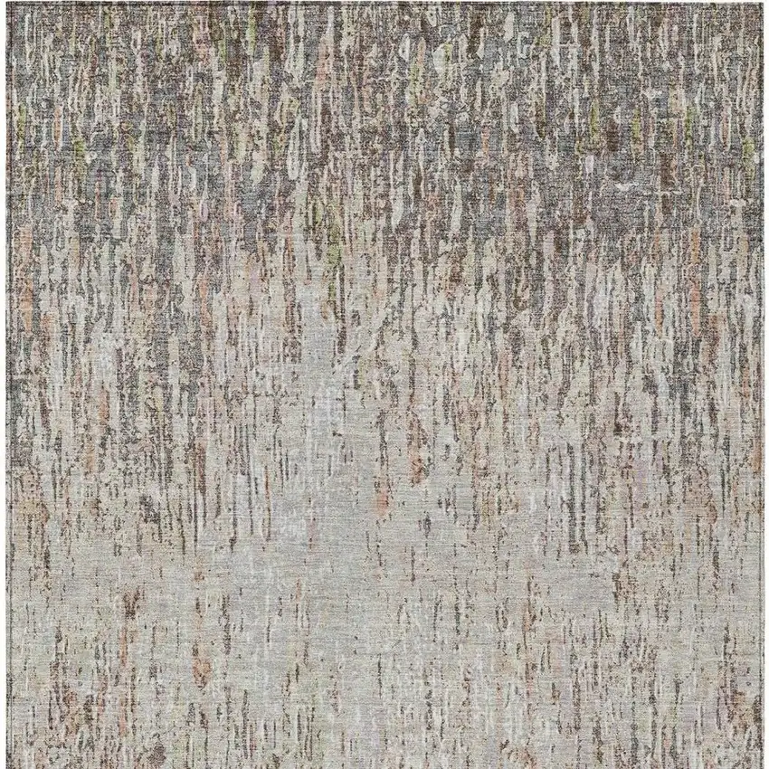 Gray And Beige Striped Washable Indoor Outdoor Area Rug Photo 3