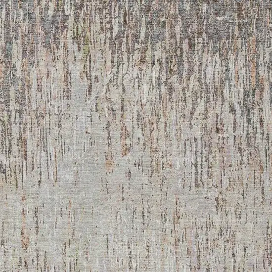 Gray And Beige Striped Washable Indoor Outdoor Area Rug Photo 2