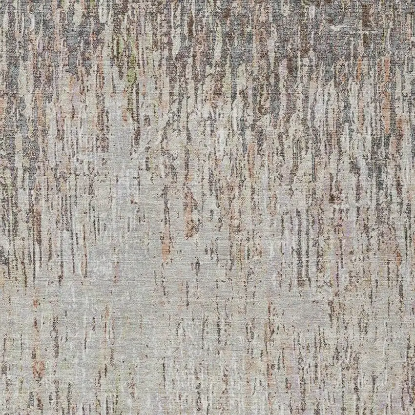 Gray And Beige Striped Washable Indoor Outdoor Area Rug Photo 2