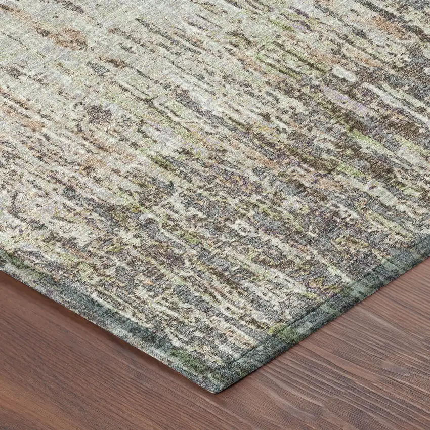 Gray And Beige Striped Washable Indoor Outdoor Area Rug Photo 8