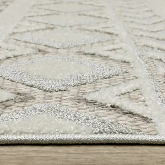 Gray And Beige Tribal Area Rug Photo 3
