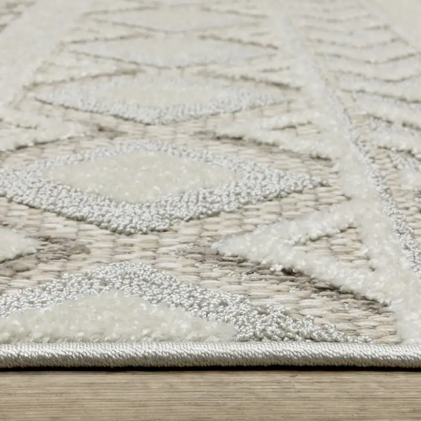Gray And Beige Tribal Area Rug Photo 3